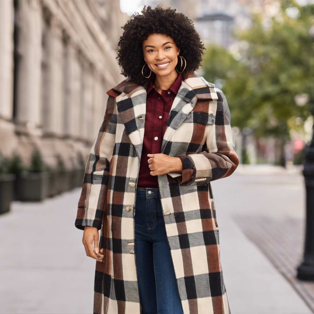 Time and Tru's Brushed Twill Plaid Coat: The Perfect Blend of Style and Warmth