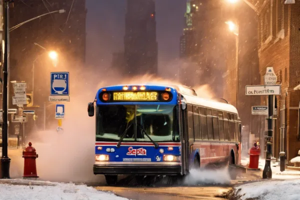 SEPTA Bus Collides with Fire Hydrant in Icy Philadelphia Conditions